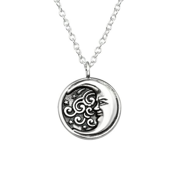 Sterling Silver Celestial Moon Necklace - Picture 1 of 12